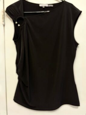 Calvin Klein Black Sleeveless Top with Ring Detail